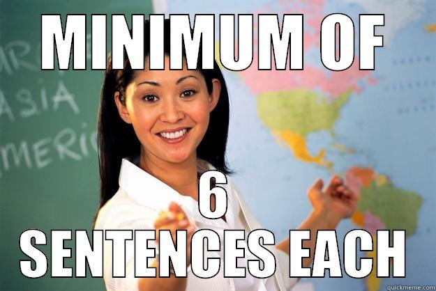 MINIMUM OF 6 SENTENCES EACH Unhelpful High School Teacher