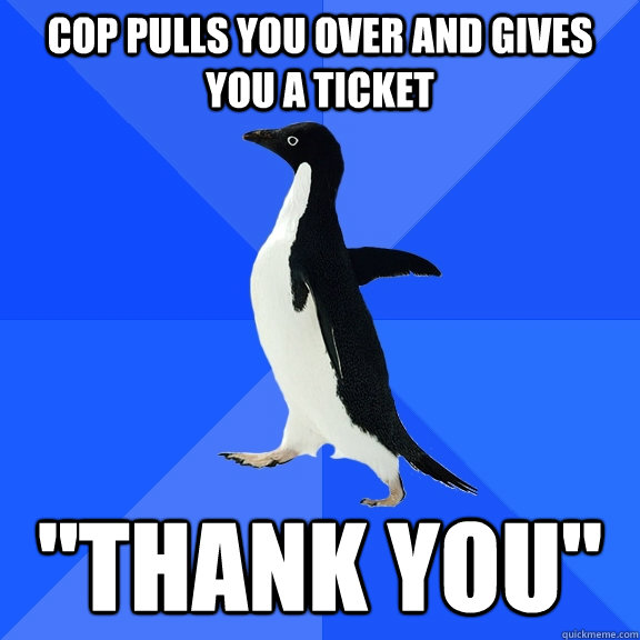 Cop pulls you over and gives you a ticket 