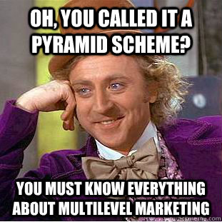 Oh, you called it a pyramid scheme? you must know everything about multilevel marketing - Oh, you called it a pyramid scheme? you must know everything about multilevel marketing  Condescending Wonka