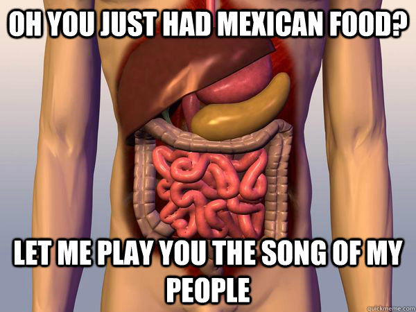 Oh you just had Mexican food? Let me play you the song of my people  Scumbag Digestive System