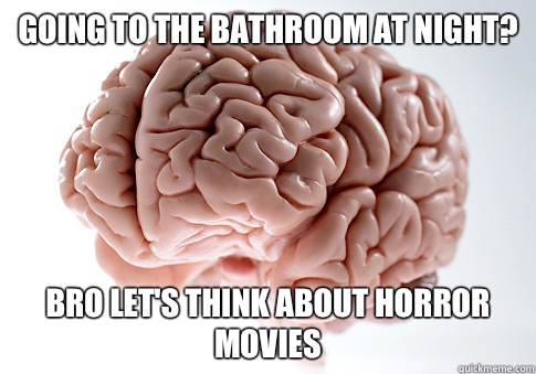 Going to the bathroom at night? Bro let's think about horror movies  Scumbag Brain
