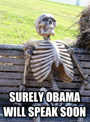 Surely Obama will speak soon - Surely Obama will speak soon  Hopelessly Optimist Skeleton