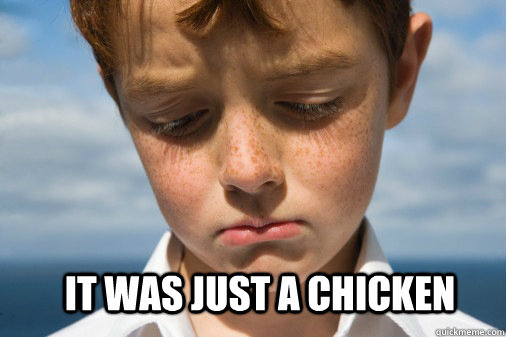 it was just a chicken  Disappointed Kid