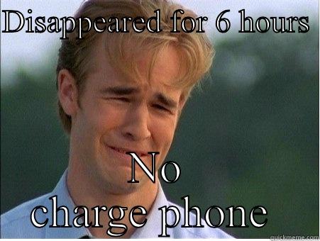DISAPPEARED FOR 6 HOURS  NO CHARGE PHONE  1990s Problems
