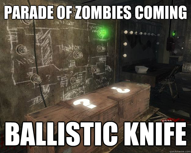 parade of zombies coming ballistic knife - parade of zombies coming ballistic knife  Scumbag Mystery Box