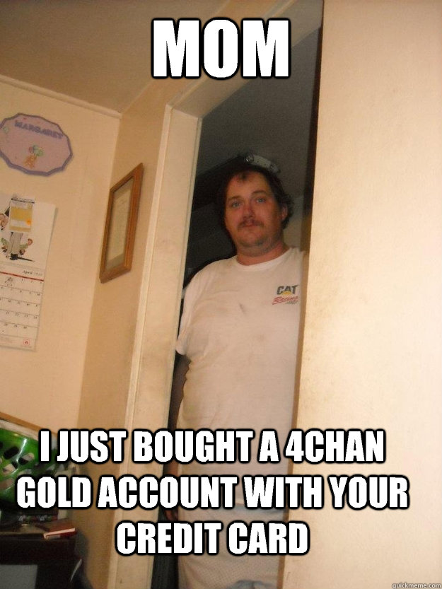 mom I just bought a 4chan gold account with your credit card - mom I just bought a 4chan gold account with your credit card  basement bubba