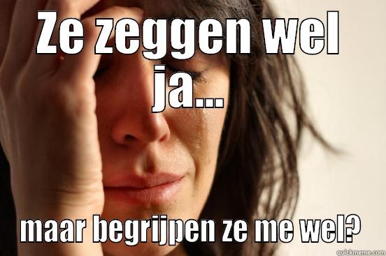 ZE ZEGGEN WEL JA... MAAR BEGRIJPEN ZE ME WEL? First World Problems