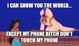 I can show you the world... Except my phone bitch don't touch my phone  