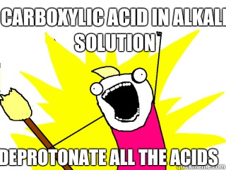 Carboxylic acid in alkali solution Deprotonate all the acids  All The Things