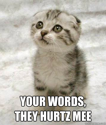  Your words, 
they Hurtz mee -  Your words, 
they Hurtz mee  Sad cat