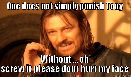 ONE DOES NOT SIMPLY PUNISH TONY WITHOUT ... OH SCREW IT PLEASE DONT HURT MY FACE Boromir