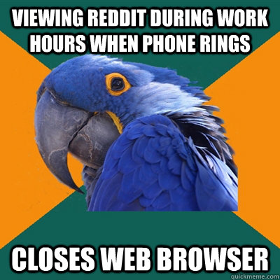 viewing Reddit during work hours when phone rings closes web browser  Paranoid Parrot