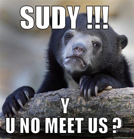 SUDY !!! Y U NO MEET US ?  Confession Bear
