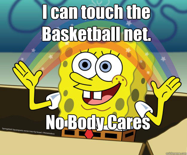 I can touch the Basketball net.



 No Body Cares - I can touch the Basketball net.



 No Body Cares  Nobody Cares