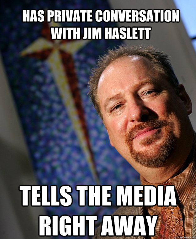 Has private conversation with Jim Haslett Tells the Media right away - Has private conversation with Jim Haslett Tells the Media right away  Scumbag Pastor