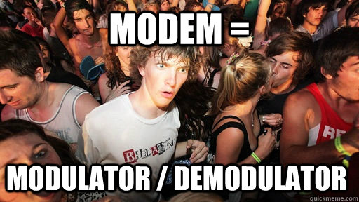 Modem = Modulator / Demodulator  Sudden Clarity Clarence