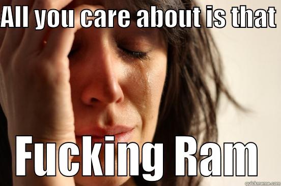 ALL YOU CARE ABOUT IS THAT  FUCKING RAM First World Problems