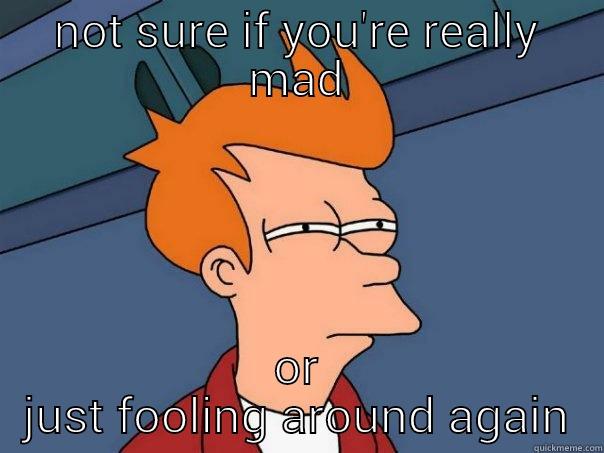 NOT SURE IF YOU'RE REALLY MAD OR JUST FOOLING AROUND AGAIN Futurama Fry