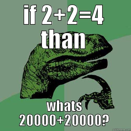 IF 2+2=4 THAN WHATS 20000+20000? Philosoraptor