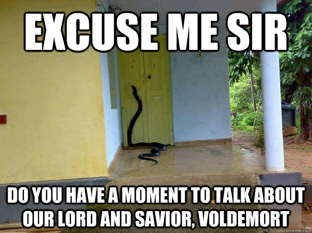 Excuse me sir Do you have a moment to talk about our Lord and Savior, Voldemort  