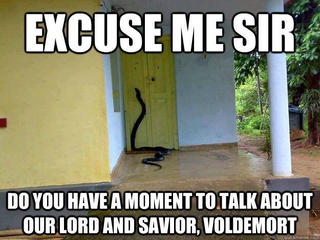 Excuse me sir Do you have a moment to talk about our Lord and Savior, Voldemort - Excuse me sir Do you have a moment to talk about our Lord and Savior, Voldemort  Jehovas snake