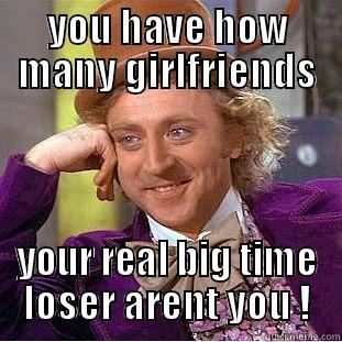 YOU HAVE HOW MANY GIRLFRIENDS YOUR REAL BIG TIME LOSER ARENT YOU ! Condescending Wonka