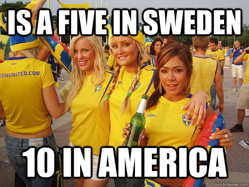 Is a five in sweden 10 in america  
