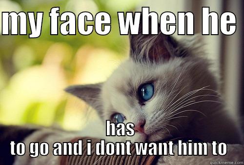 you vs me  - MY FACE WHEN HE HAS TO GO  AND I DONT WANT HIM TO  First World Problems Cat