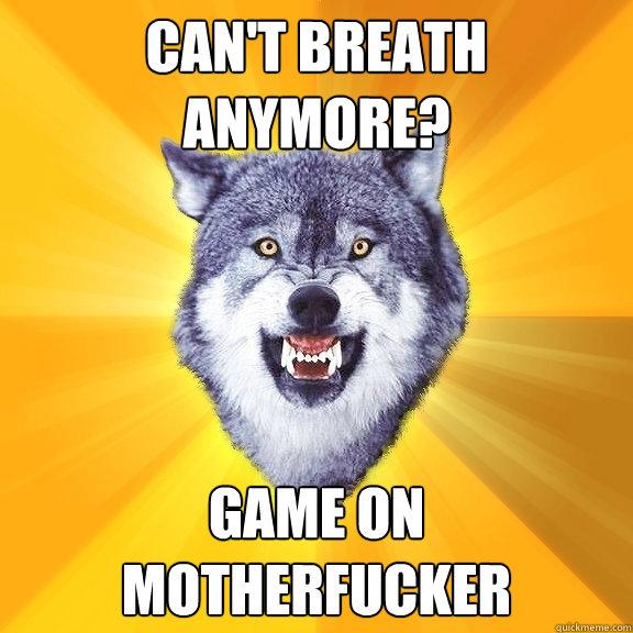 Can't breath anymore? Game on motherfucker  Courage Wolf