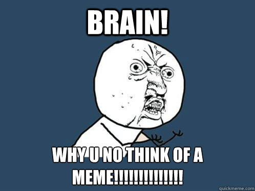 Brain! Why U no think of a meme!!!!!!!!!!!!!!  Y U No