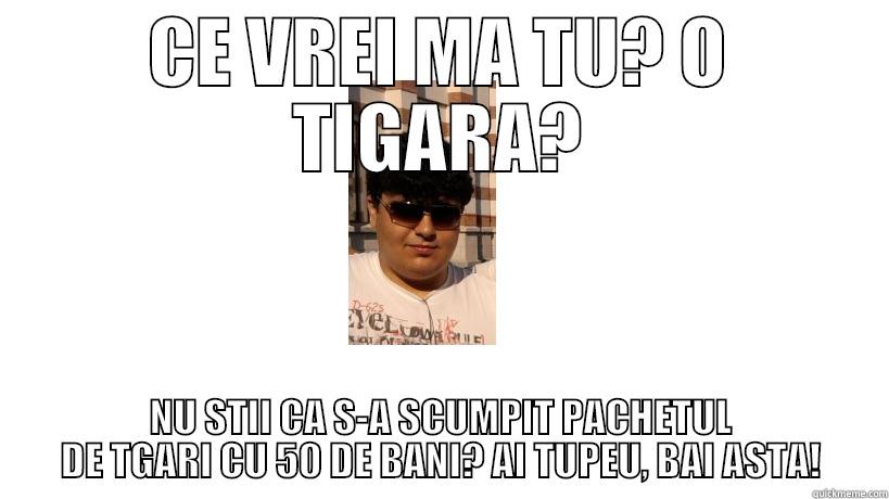 CE VREI MA TU? O TIGARA? NU STII CA S-A SCUMPIT PACHETUL DE TGARI CU 50 DE BANI? AI TUPEU, BAI ASTA! Misc