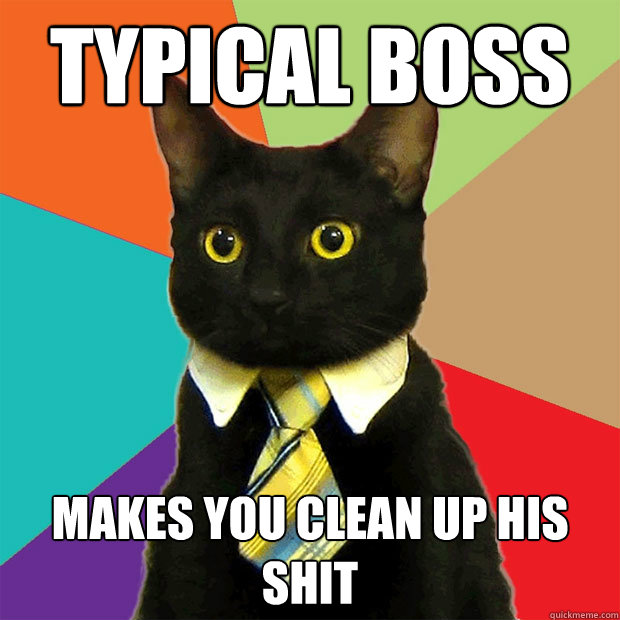 typical boss makes you clean up his shit  Business Cat