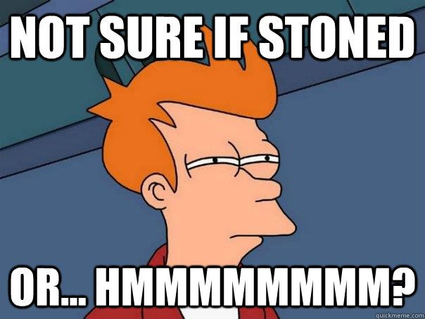 not sure if stoned or... hmmmmmmmm?  Futurama Fry