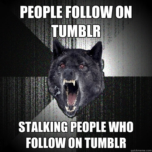 people follow on tumblr stalking people who follow on tumblr  Insanity Wolf
