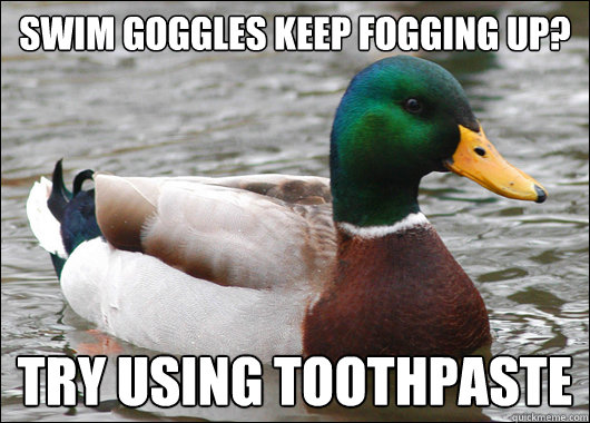 Swim goggles keep fogging up? Try using toothpaste  Actual Advice Mallard