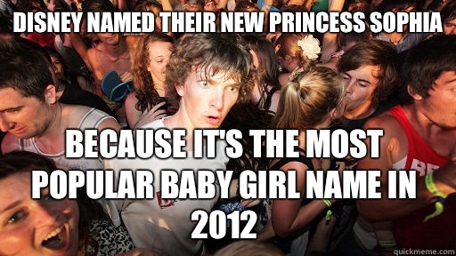 Disney named their new princess Sophia Because it's the most popular baby girl name in 2012  Sudden Clarity Clarence