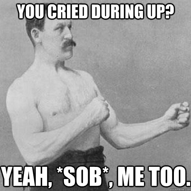 You cried during Up? Yeah, *sob*, me too.  overly manly man
