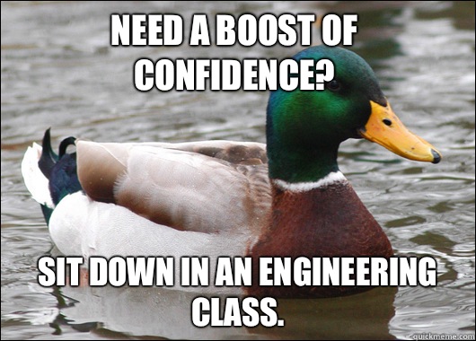 Need a boost of confidence? Sit down in an engineering class.   Actual Advice Mallard