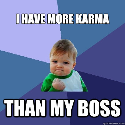 I have more karma than my boss  Success Kid
