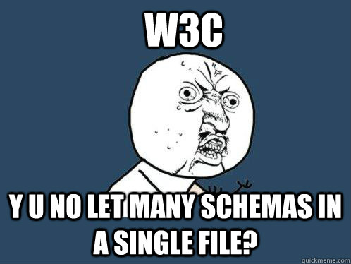 W3C y u no let many schemas in a single file?  Y U No