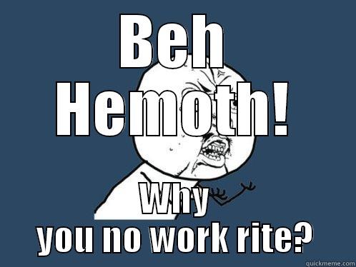 BEH HEMOTH! WHY YOU NO WORK RITE? Y U No