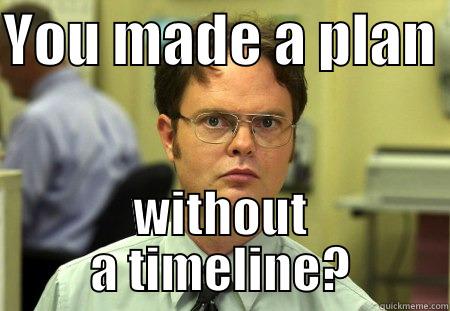 YOU MADE A PLAN  WITHOUT A TIMELINE? Schrute