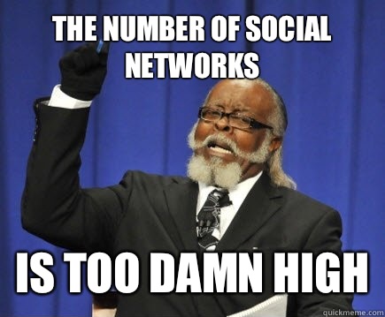 The number of social networks Is too damn high  Too Damn High