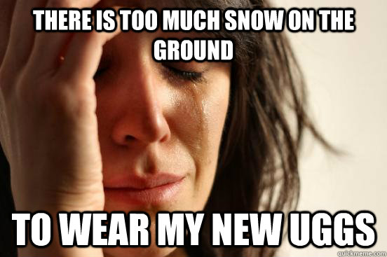 There is too much snow on the ground to wear my new uggs  First World Problems