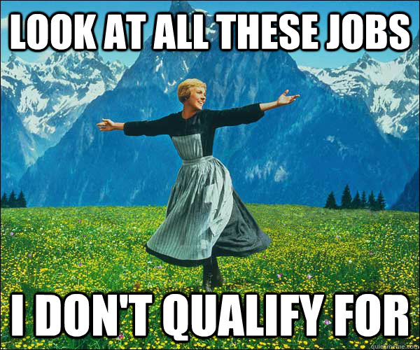 Look at all these jobs I don't qualify for  Look At All The Fucks I Give