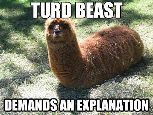 Turd beast demands an explanation   Alpacapillar