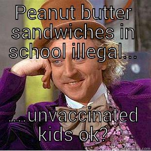 PEANUT BUTTER SANDWICHES IN SCHOOL ILLEGAL... ....UNVACCINATED KIDS OK? Condescending Wonka