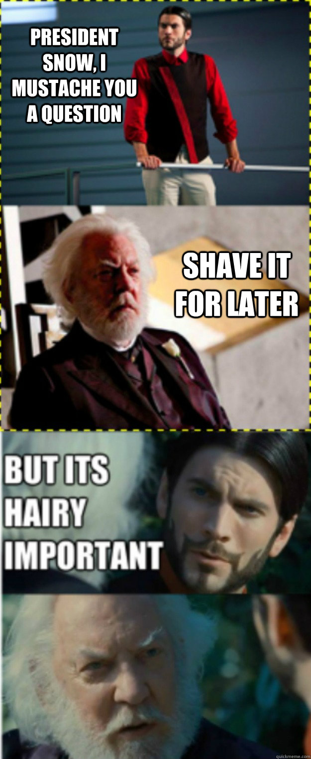 President Snow, I mustache you a question Shave it for later  hunger games mustache