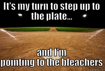stepping up - IT'S MY TURN TO STEP UP TO THE PLATE... AND I'M POINTING TO THE BLEACHERS Misc