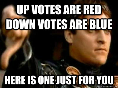 up votes are red down votes are blue here is one just for you - up votes are red down votes are blue here is one just for you  Downvoting Roman